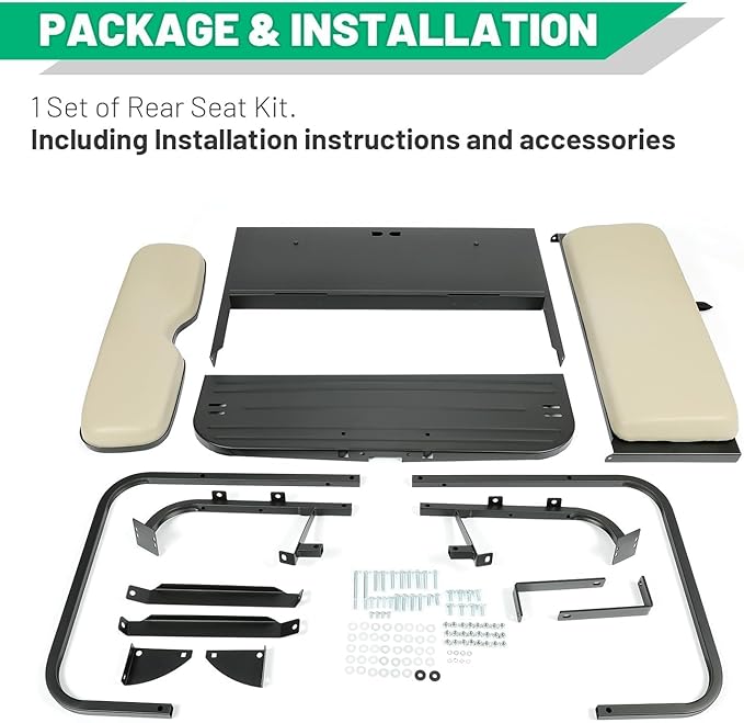 ECOTRIC Back Rear Flip Seat Kit Compatible with 2007-2016 Yamaha Drive G29 Golf Cart Flip Folding Down Powder Coated White