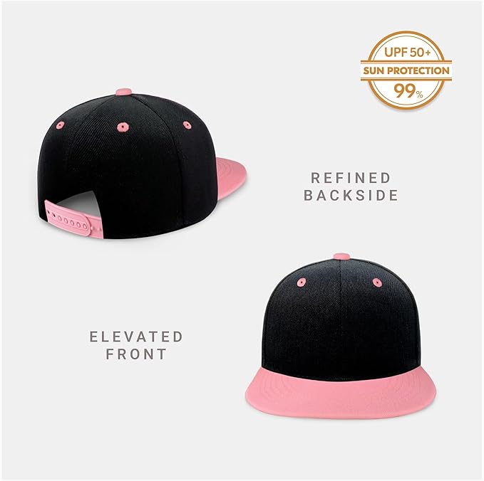 CHOK.LIDS Flat Bill Visor Classic Snapback Hat Blank Adjustable Brim High Top End Trendy Color Style Plain Tone Baseball Cap