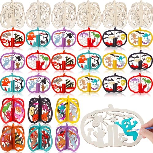 AceOrbit 60 Pcs Halloween Crafts Pumpkin, 6.69 x 7.87 Inch, Various Style