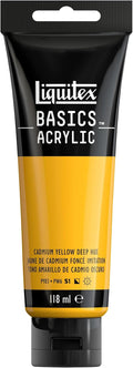 Liquitex BASICS Acrylic Paint, 118ml Tube, Cadmium Yellow Deep Hue by Liquitex