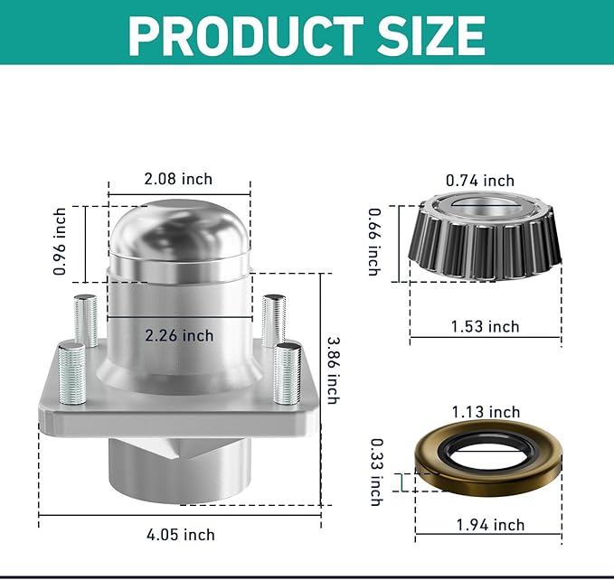 DRIVE UP Club Car DS Front Hub Assembly, Golf Cart Front Wheel Hub with Bearings Seals Kit for Club Car DS 1981-2003 Gas and Electric Golf Carts, OEM 1011892