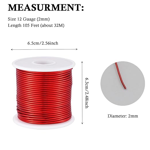 12 Gauge Red Aluminum Craft Wire - Image 3