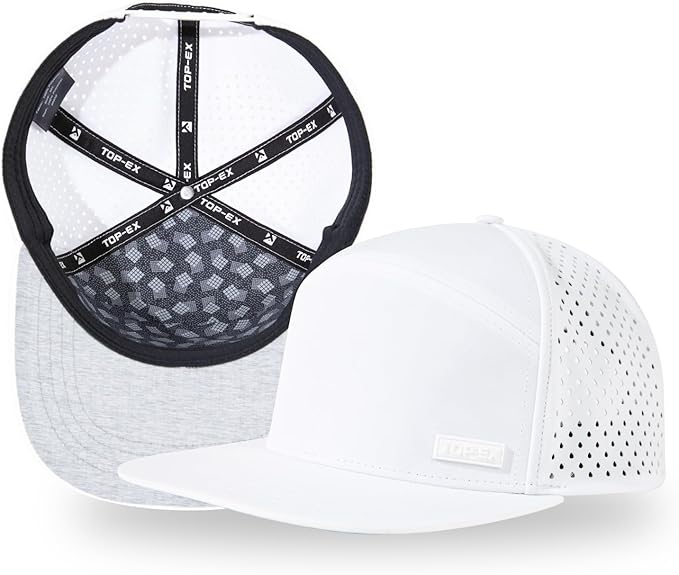 UVCoolix™ Cooling Sweatband Flat Bill Golf Baseball Cap,Breathable Sun Protection,Water-Resistant Snapback Performance Hat