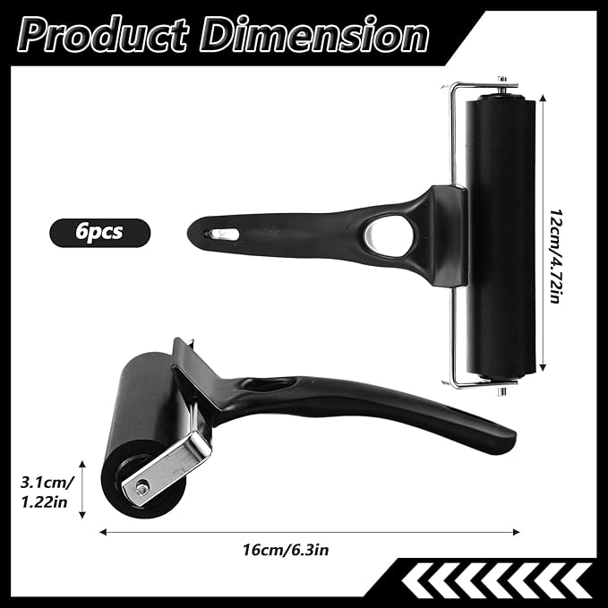 6 Pcs Rubber Roller, 4.7 Inches Black Rubber Brayer Roller - Image 2