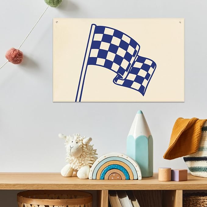 Boy Room Decor, Playroom Decor, Little Racer Dude Race Car Room Canvas Banner - Image 2