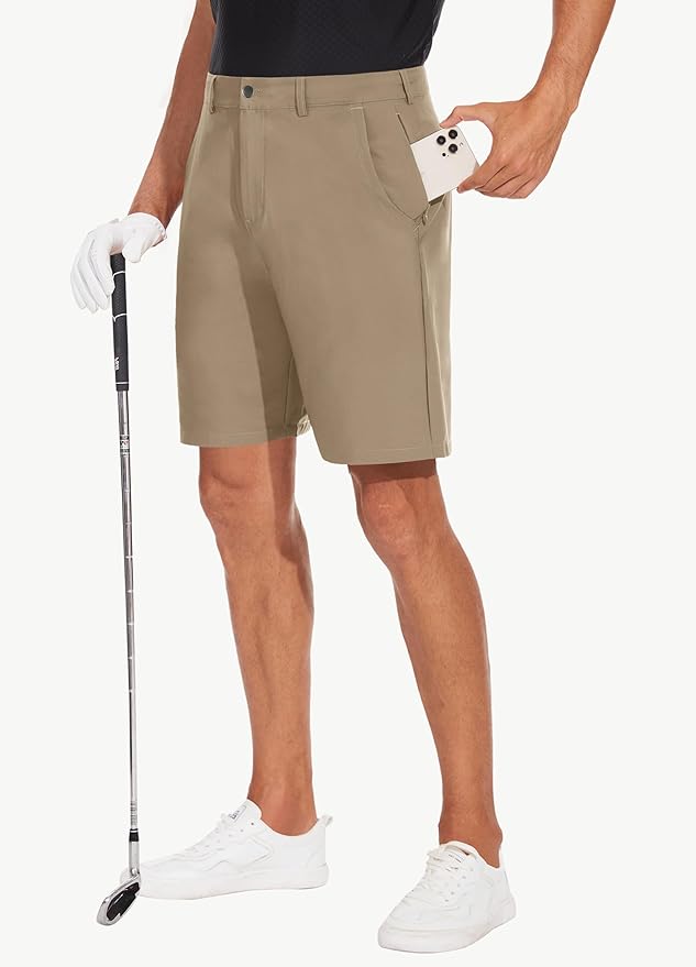 JWM Mens 7"/9" Stretch Golf Shorts - Lightweight Hybrid Casual Dress Work Flat Front Shorts with 5 Pockets Quick Dry UPF50