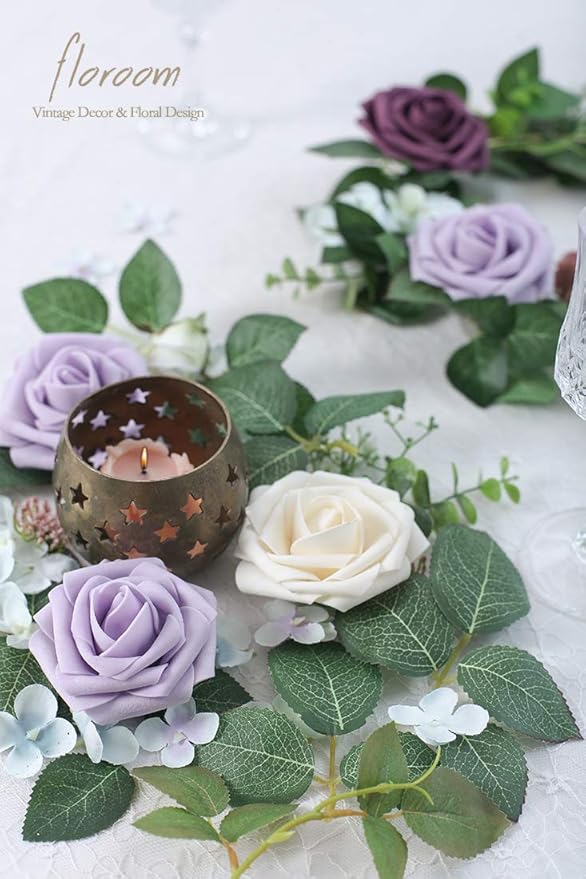 Floroom Artificial Flowers 25pcs Real Looking Cream Foam Fake Roses - Image 4