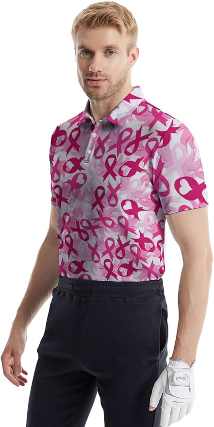 HUURAY Funny Golf Polos for Men Funny Print Short Sleeve Shirts Quick Dry Polo Shirts Hawaiian Shirt Performance Golf Outfits