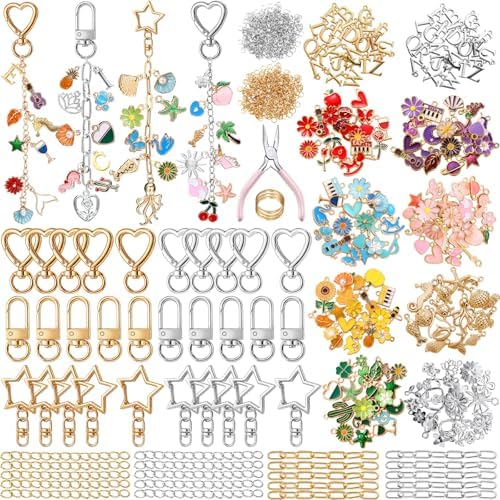 Highergo 922 Pcs Colorful Charms Lip Gloss Keychain Making Kit DIY Craft