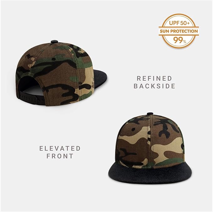 CHOK.LIDS Flat Bill Visor Classic Snapback Hat Blank Adjustable Brim High Top End Trendy Color Style Plain Tone Baseball Cap