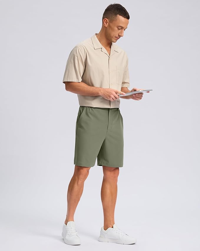 Pudolla Men's Casual Shorts 7"/9"/5" Lightweight Golf Shorts with 3 Pockets Stretch Quick Dry Comfy Work Shorts