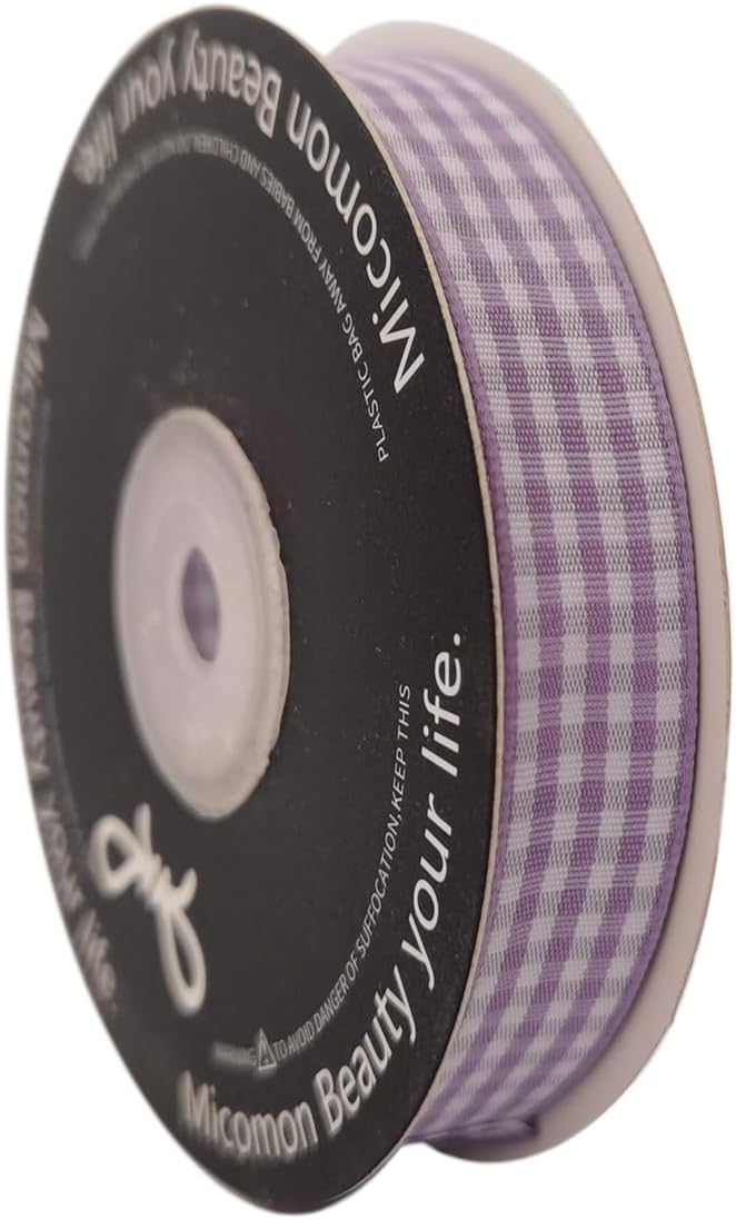 Purple Gingham Plaid Checked Ribbon 25 Yards Each Roll 100% Polyester - Image 2