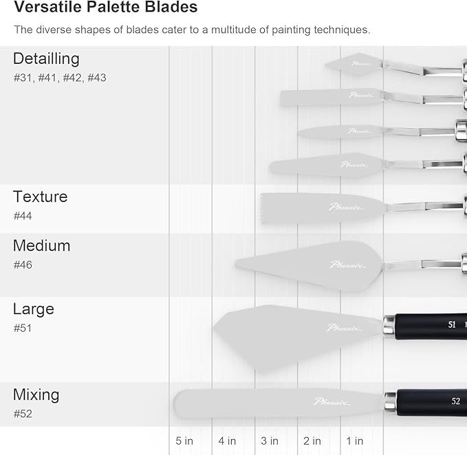 PHOENIX High Flexible Palette Knife Set, 8 Pieces Stainless Steel Painting - Image 3