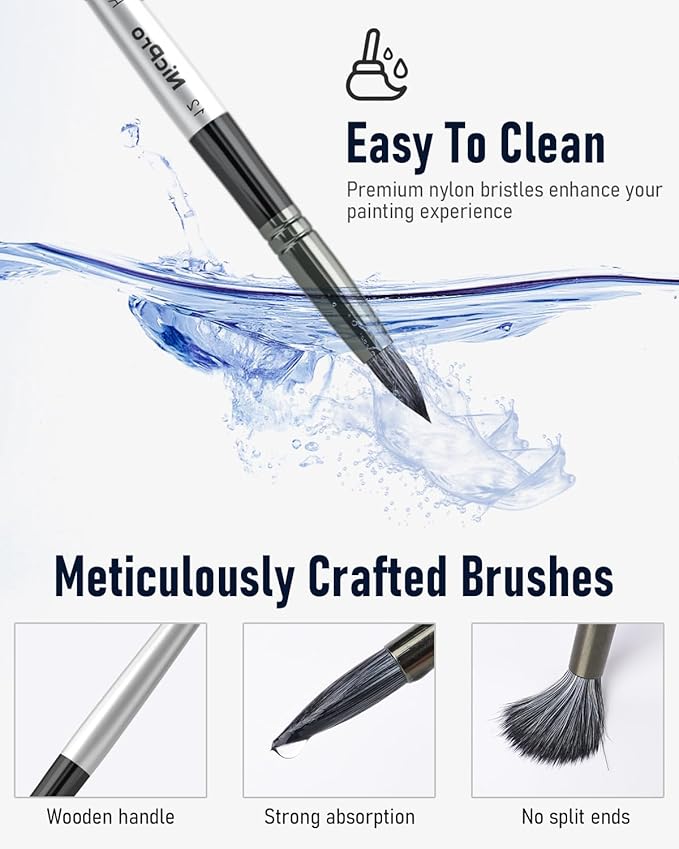 Nicpro 36pcs Paint Brush Set, Professional Paintbrushes - Image 4