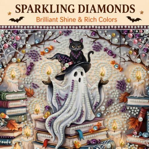 Reofrey DIY Halloween Pearl Art Kits for Adults, 5D Diamond Art Kits B02