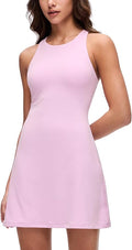 CRZ YOGA Butterluxe Racerback Mini Dress for Women - A Line Crewneck Casual Travel Outfits with Bras No Built-in Shorts