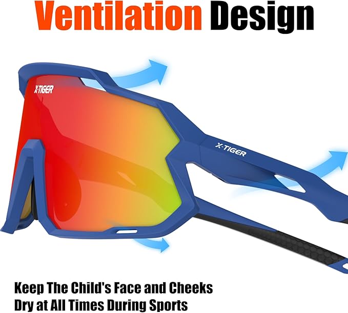 X-TIGER Kids Sunglasses Polarized Youth Baseball Sunglasses for 8-14 boys girls UV400 Sports Softball Cycling Glasses