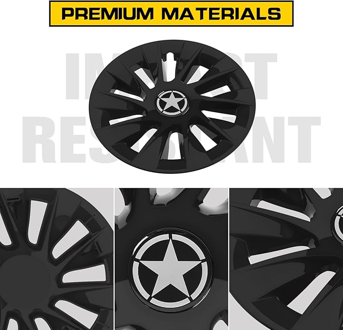 8 Inch Golf Cart Hub Caps Wheel Covers for EZGO Yamaha Club Car Accessories, 4PCS Snap-On Plastic Hubcaps Chrome Finish 8" Wheel Covers Rim Cover Tire Hub Cap Hubcap Golf Cart, Gloss Black