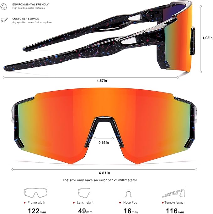 SEKKAF Youth Baseball Sunglasses Kids Sports Sunglasses for Boys Girls Softball Cycling Glasses UV400 Protection