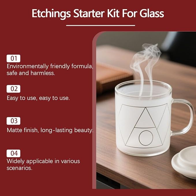 10oz Frosted Etch Starter Kit for Glass, Glassware Etching Kit Creates - Image 8