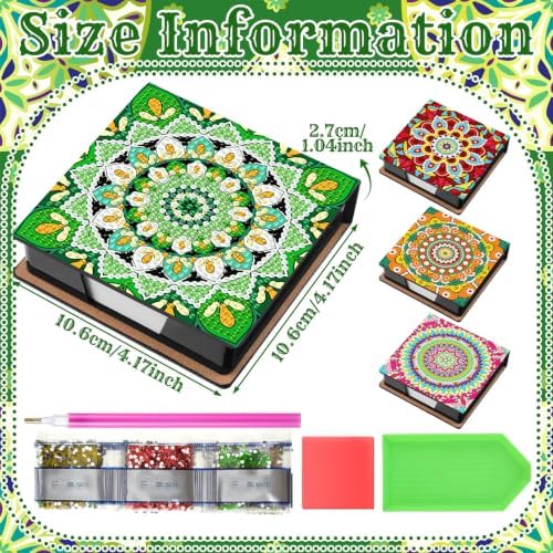 Saillong 4 Pcs Diamond Painting Note Box Kit Sticky Note Holders