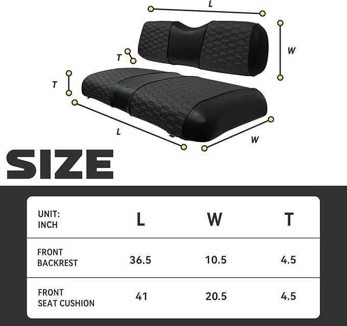 Golf Cart Seat Covers for EZGO TXT Club Car DS Gas or Electric OEM Regular Seat Cushion, No Staple, Golf Cart Vinyl Replacement Seat Cover