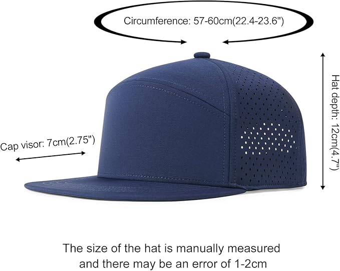 FEINION Men Flat Brim Adjustable Performance Hat Snapback Laser Perforated Baseball Cap