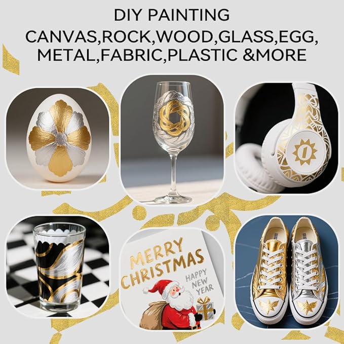 TRANSON 4 Silver and 4 Gold Paint Markers Brush and Bold Dual-tip Acrylic Paint - Image 2
