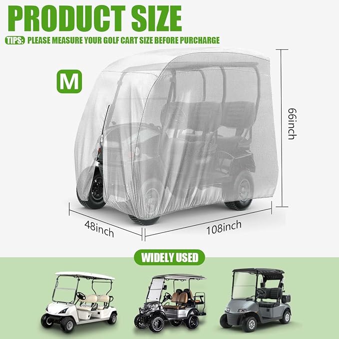 KISEER 4 Passenger 420D Waterproof Golf Cart Cover fits EZ GO Club Car Yamaha, Sunproof Dustproof