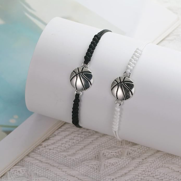 SmileBelle 2 PCS Sport Bracelets, Graduation Bracelets Volleyball Soccer Gifts Baseball Basketball Bracelet Football Jewelry for Son Daughter Fans as Sport Accessories Jewelry