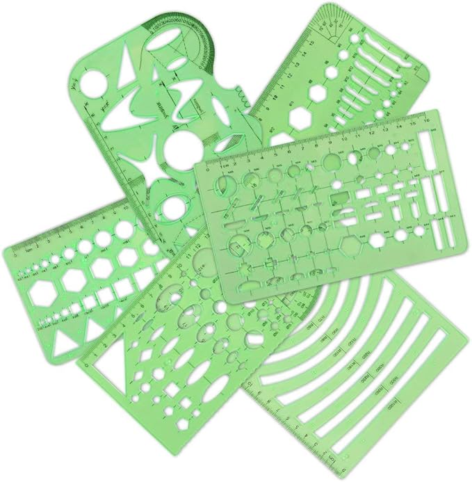 11 Pieces Geometric Drawings Templates Stencils Plastic Measuring Template - Image 4