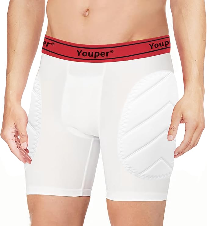 Youper Boys Youth Padded Sliding Shorts with Soft Protective Athletic Cup for Baseball, Football, Lacrosse