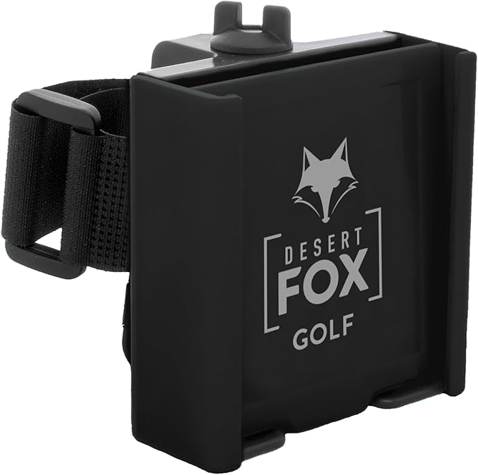 DESERT FOX GOLF Phone Caddy – Adjustable Golf Cart Phone Holder with Secure Strap for Hands-Free GPS & Golf Apps – Universal Fit - Black
