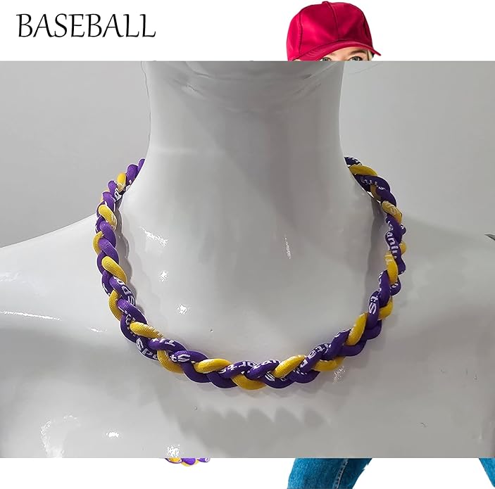18inch Baseball Necklace,Fashion Tri-Braided Rope Tornado Necklace for Sports Fan