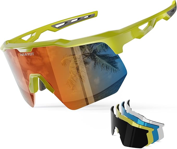 HAAYOT Polarized Sports Sunglasses for Men Women Youth Baseball Cycling Running Softball Biking Glasses 5 Lenses