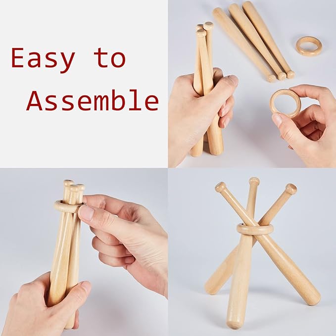 Maitys Baseball Stand Holder for Display Wooden Baseball Holder Stand Mini Sports Balls Bats Display Centerpieces Table Decorations Accessories for Friends Sports Lover Gifts
