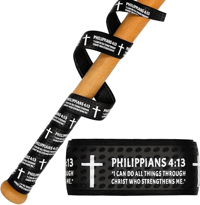 Piemow Baseball Bat Grip Tapes, Faith Cross Bat Grip Tape, 1.5mm Precut and Full Adhesive Baseball Wrist Tape, Scripture Designs Non-Slip Religious Baseball Grip Tapes for Sports