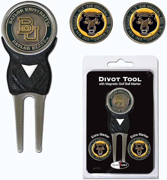 Team Golf NCAA Unisex-Adult Team Golf NCAA Divot Tool with 3 Golf Ball Markers Pack, Markers are Removable Magnetic Double-Sided Enamel
