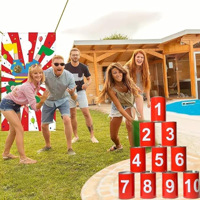 13 Carnival Can Games Bean Bag Toss Carnival Games, Including 10 Tin Cans and 3 - Image 8
