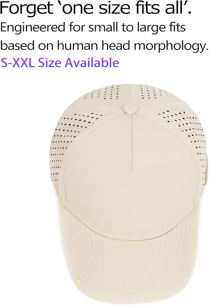 Zylioo Oversize XXL XL Performance Baseball Cap, High Profile 5-Panel Snapback Hat, Laser Cut Mesh Cap for Big Heads