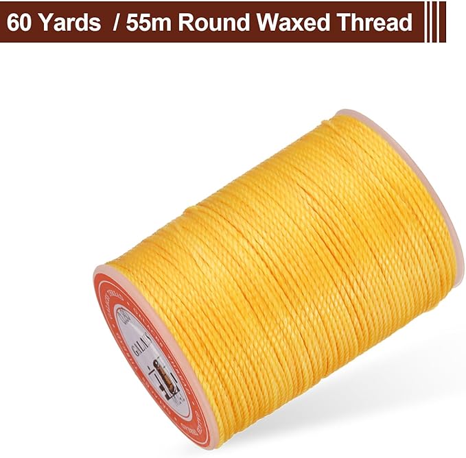 uxcell Round Leather Sewing Waxed Thread, 55m / 60 Yards Wax Polyester String - Image 3