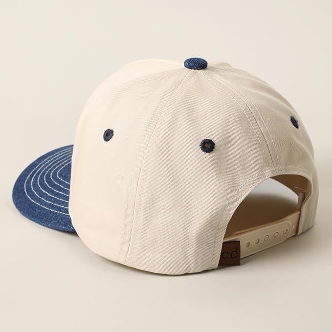 MIRMARU Two-Tone Vintage Canvas Trucker Hats for Men & Women, Adjustable Size Baseball Caps with Trendy Embroidered Design