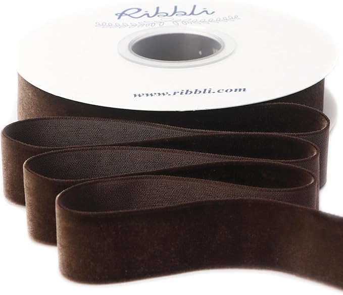 Ribbli Brown Velvet Ribbon 1 Inches Continuous10 Yard Spool Christmas Ribbon by Ribbli