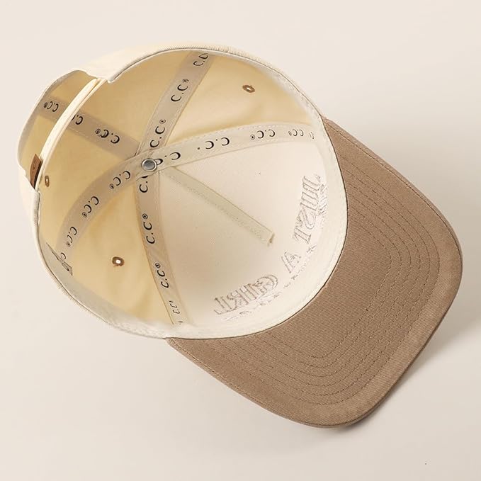 MIRMARU Two-Tone Vintage Canvas Trucker Hats for Men & Women, Adjustable Size Baseball Caps with Trendy Embroidered Design