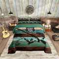 Castle Fairy Kids Wild Animal Hunting Comforter Set Twin Size,Hunt Fish Themed Retro Bedding Comforters Bedroom Decor,Farmhouse Rustic Wooden Board Microfiber Duvet Set for Kids Teens,2 Pcs