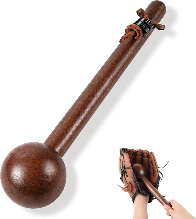 Hollowfly Baseball & Softball Glove Mallet-12 Inch Wooden Hammer with Leather Rope, Durable Glove Pocket Break-in Tool