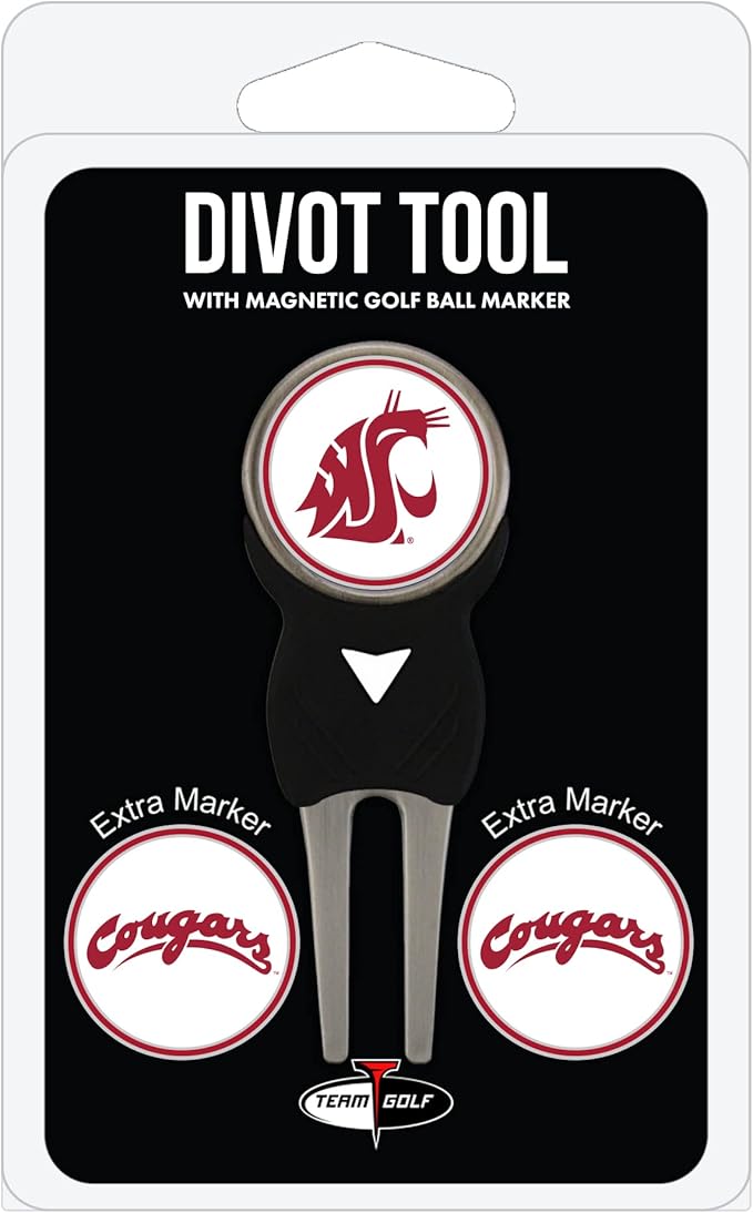 Team Golf NCAA Unisex-Adult Team Golf NCAA Divot Tool with 3 Golf Ball Markers Pack, Markers are Removable Magnetic Double-Sided Enamel