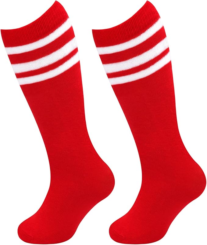Sarfel Kids Soccer Socks Toddler Soccer Socks Girls Boys Soccer Socks Kids Tube Socks with Stripes Toddler Knee High Socks