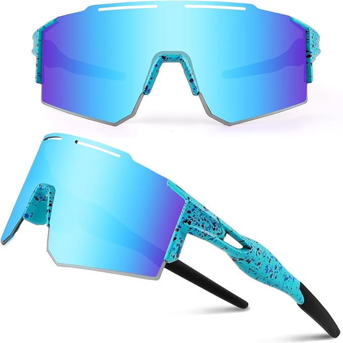 Ukoly Cycling Sunglasses for Men Women with 3 Interchangeable Lenses, Polarized Sports Sunglasses, Baseball Sunglasses
