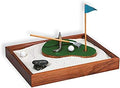 Executive Sandbox - Sand Trap Golf Theme - Mini Desktop Set - Stress Relieving Office Decor - Includes 9.75” x 7.75” Hardwood Sandbox, 6 Putting Green Accessories, and Sand Trap